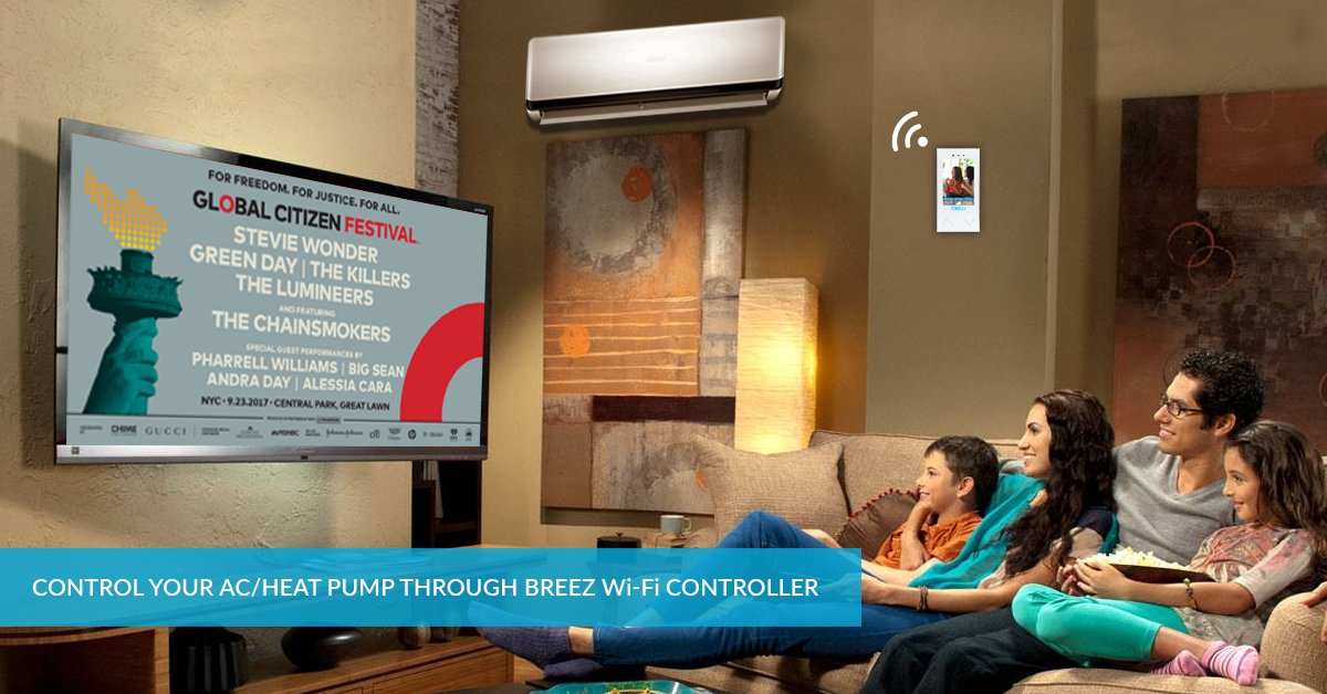 CieloWigle's tweet photo. Set out your room temperature with #Breez #WiFicontroller while ๐บwatching your ๐favorite Global Citizen Festival #GCFest https://t.co/Fgxeaq7Hyz