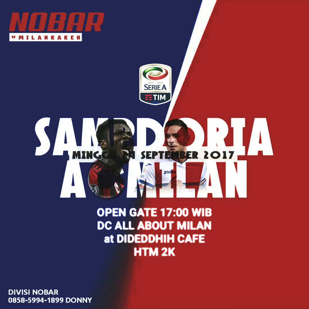 Nobar 
#SampdoriaMilan 

Ayo milanisti sampang ramaikan
#milanisti #milankakeh #seriea
