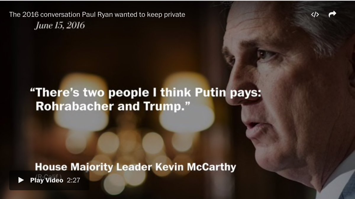 You remember Rohrabacher, right? He's the other guy Paul Ryan and Kevin McCarthy say is paid by Putin. https://www.washingtonpost.com/world/national-security/house-majority-leader-to-colleagues-in-2016-i-think-putin-pays-trump/2017/05/17/515f6f8a-3aff-11e7-8854-21f359183e8c_story.html