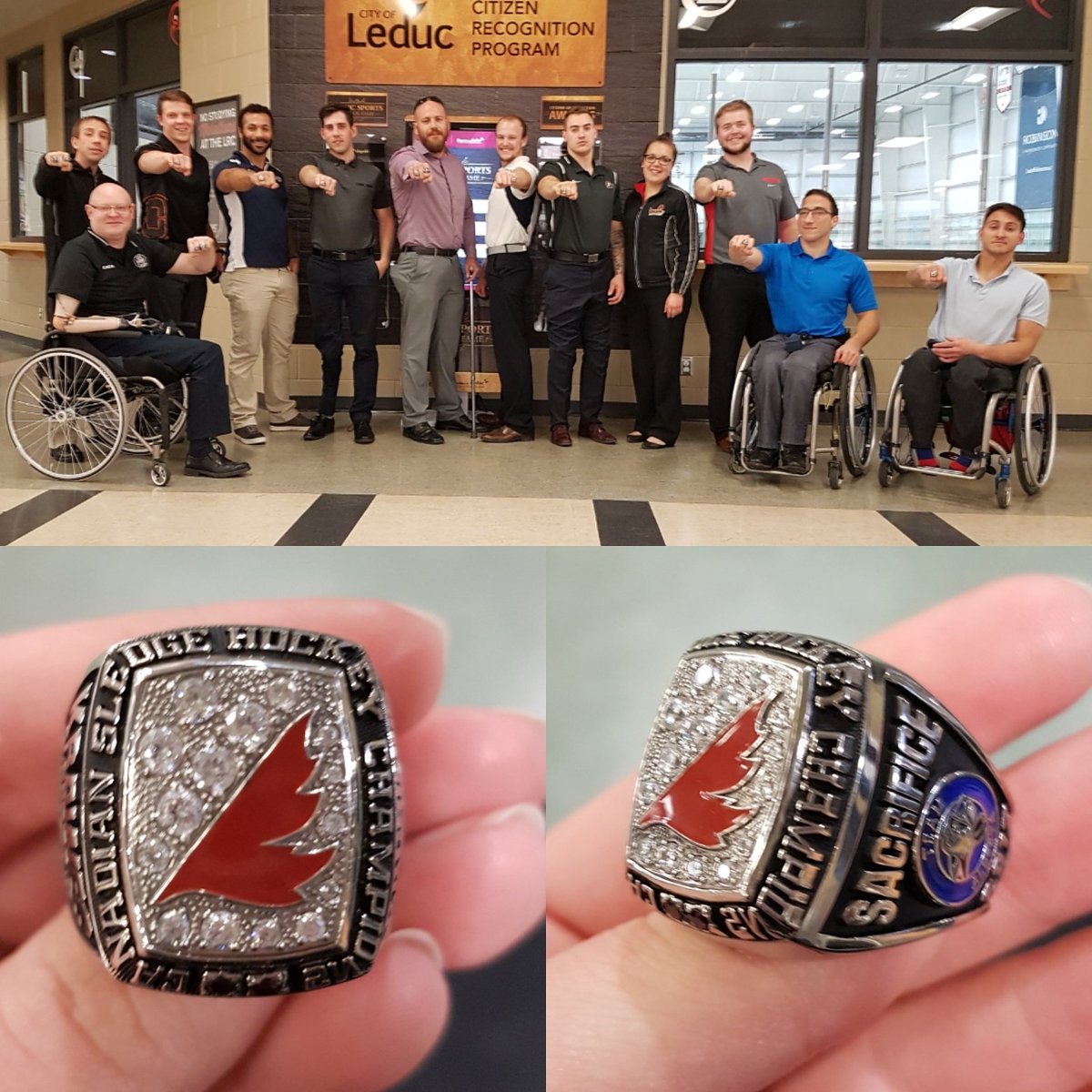 AlbertaSledge's tweet photo. Team Alberta received their Championship Rings and Pendants today! We were very excited π π₯ #2017CSHCchamps https://t.co/9KdYLwwpq1