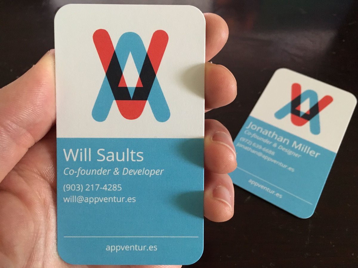 wsaults's tweet image. New @appventures_llc business cards are in! @jdmiller82 Did an awesome job on the design 😁