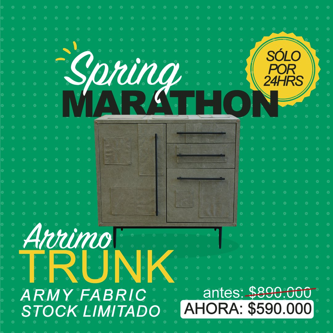 Spring Marathon!!! sólo por 24 horas , oferta de Arrimo Trunk, disponible en tiendas, Parque Arauco y Av. Italia 1562 Ñuñoa