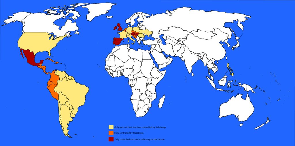 "Countries holding territory that once belonged to the Habsburg Dynasty." From the Philippines to the Falkland Islands.