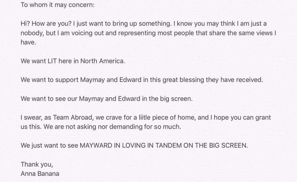 AnnaBanana045's tweet photo. Dear @StarCinema @KapamilyaTFC @micodelrosario 

PLEASE READ. 

#PushAwardsMayWards https://t.co/9K2XEJbA0W