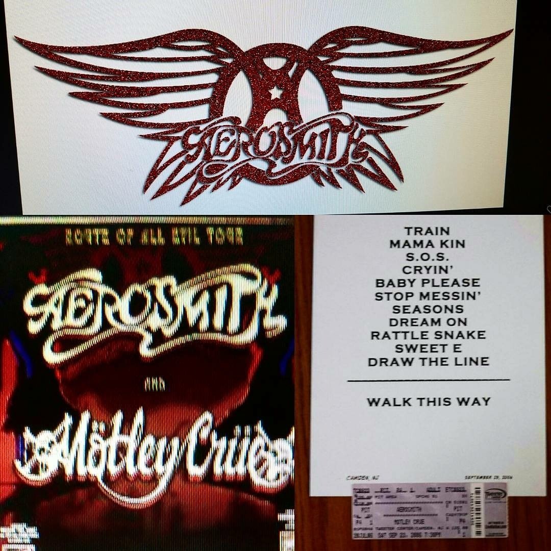 PMAM88's tweet photo. #Aerosmith #motleycrue #concert 09/23/06 #tweetercenter #camden #NJ #inthepit #ticketstub #setlist from stage #walkthisway #wildside https://t.co/lk5k18kjhL