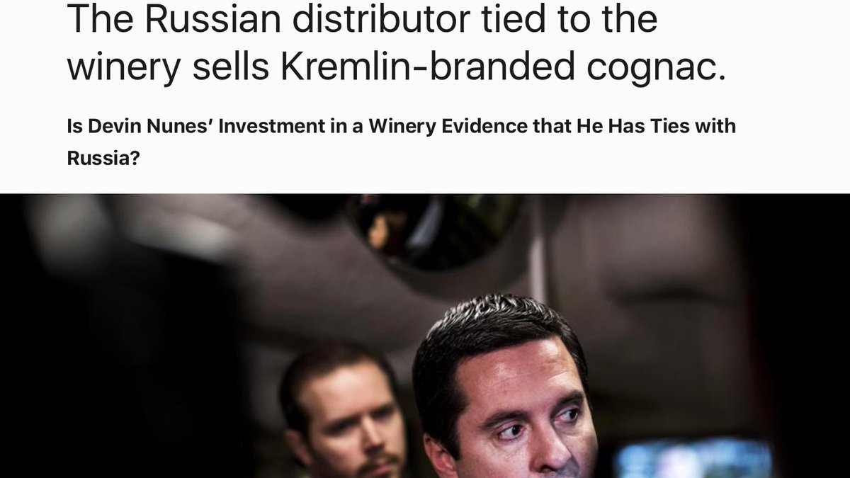 In addition to being part of Trumps transition team his entire net worth is tied up in a Russian connected Winery https://munchies.vice.com/en_us/article/xy97bj/devin-nunes-sank-all-his-money-into-a-winery-with-alleged-russia-ties