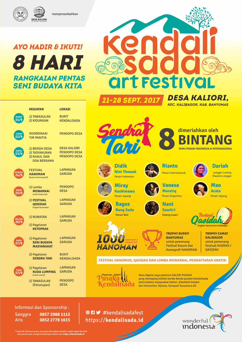Selamat dan Sukses untuk Pemdes Kaliori, Kalibagor, Banyumas utk penyelenggaraan Kendalisada Art Festival 2017 #DesaBudaya cc <a href="/KemenDesa/">Fast Track Travel</a>
