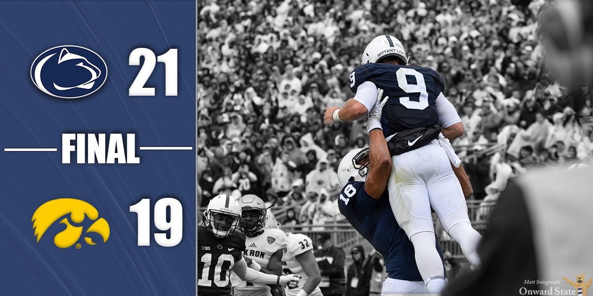 No upset tonight!

Penn State escapes the upset with a score of 21-19.