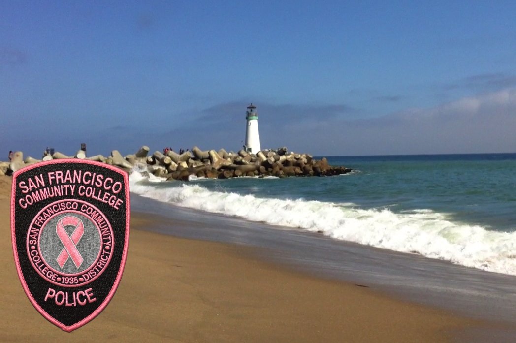 alpca7422's tweet photo. @CCSFPD #PinkPatchProject patch by the Breakwater Lighthouse! https://t.co/8FIDnlqxtg