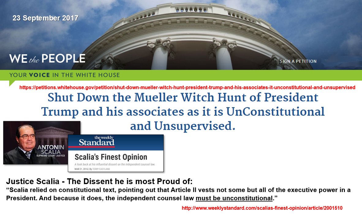 NoSurrender200's tweet photo. @AmericanVoterUS Enough!!!  WH Petition to SHUT DOWN Mueller "Malicious Prosecution" &amp; Unconstitutional Special Council #Dirty17
https://t.co/ymNOgn2569 https://t.co/IfOuKLzaVU