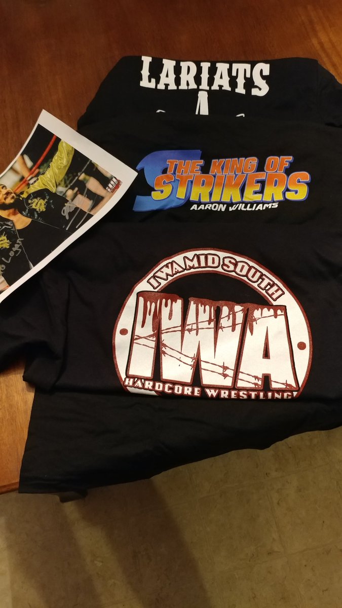 CubsIrishVikes's tweet photo. #KingofMerchStyle Got that @ManceWarner @PlanetWilliams1 & @IWAMidSouth merch. #indiewrestling https://t.co/yx52OUkyaa