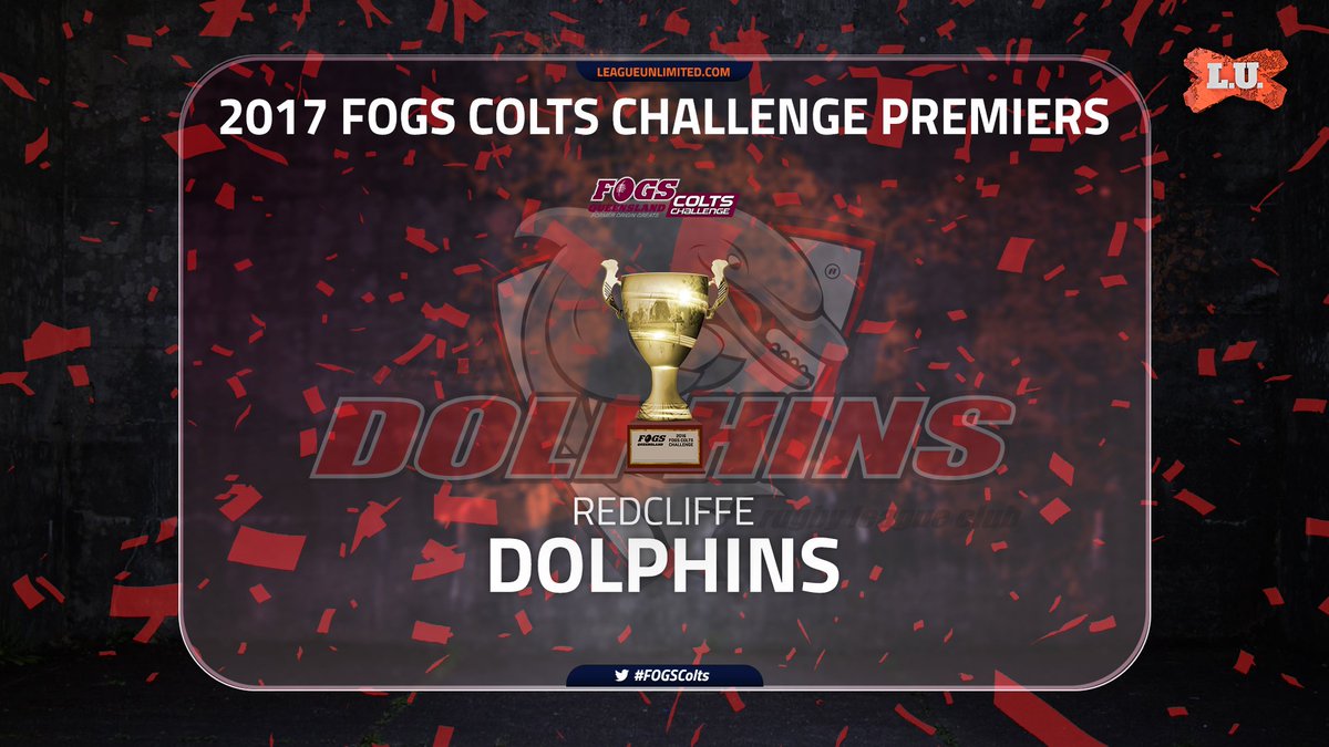 LeagueUnlimited's tweet photo. @QLD_FOGS @suncorpstadium @DolphinsRLFC @NorthsRlfc Congratulations 2017 @QLD_FOGS PREMIERS Redcliffe @DolphinsRLFC!
Commiserations Norths!
#FOGSColts #IntrustSuperCup https://t.co/JGh0UazqgB