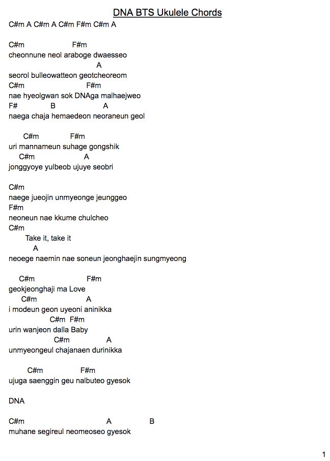 LadyLauren on Twitter "DNA by BTS Ukulele Tutorial
