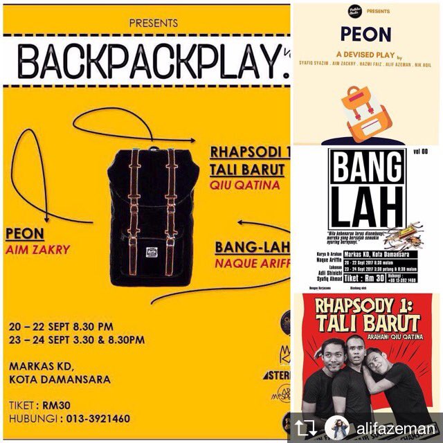 DiNMawar's tweet photo. Harini hari last untuk show di MarkasKD. Ada jam petang dan malam. Kena pergi tu sahabat. Power semuanya ! #backpackplay https://t.co/sYfhoFyPsS