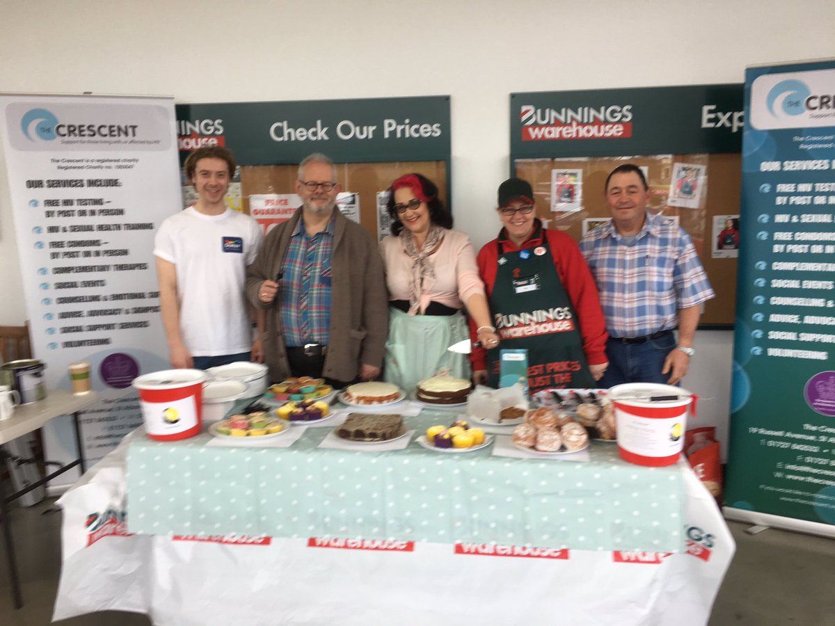 CrescentSupport's tweet photo. We are #SausageSizzling and running a cake sale all day @bunnings_uk #HatfieldRoad Store in #StAlbans. Come on down ! #Charity #HIV #Support https://t.co/b9V4AafEKV
