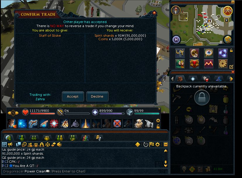 PowerCleanRs's tweet image. Shadow Staff of Sliske pk. first time he tagged me with no prot and flicked it b4 he died.  missed it solo. next time he didnt have prot lul