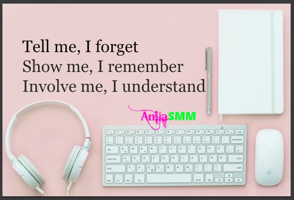 anila_dano's tweet photo. Tell me, I forget
Show me, I remember
Involve me, I understand
https://t.co/zDMrbrvyTr
#SocialMediaManager #AnilaSMM https://t.co/pfP7YXsJuF