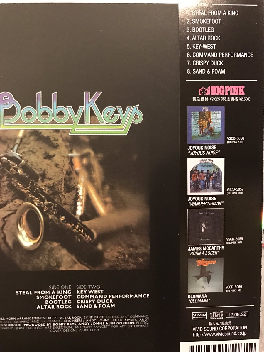 Aki Bobby Keys Bobby Keys 72年作品 12年紙ジャケcd Stonesのサポートメンバーで有名なsax奏者 全曲インストで ロックでファンクでかっこいい 彼の唯一のソロアルバム