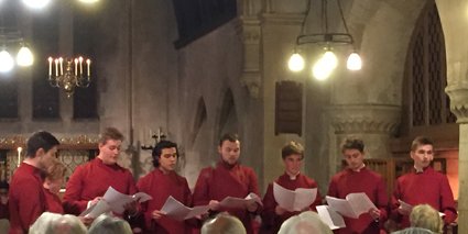 PeterCruttenden's tweet photo. Portsmouth Cathedral Choir choral scholars in All Saints' Church, Steep performing the Beatles' "Blackbird" to an enthralled audience... https://t.co/P7jLSF4oPn