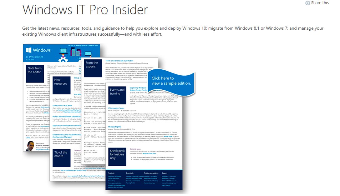 CAStenman's tweet image. Stay informed, Sign up for the Windows IT Pro Insider bit.ly/2ylFob5 @MSWindowsITPro #Windows10 #WindowsITPro