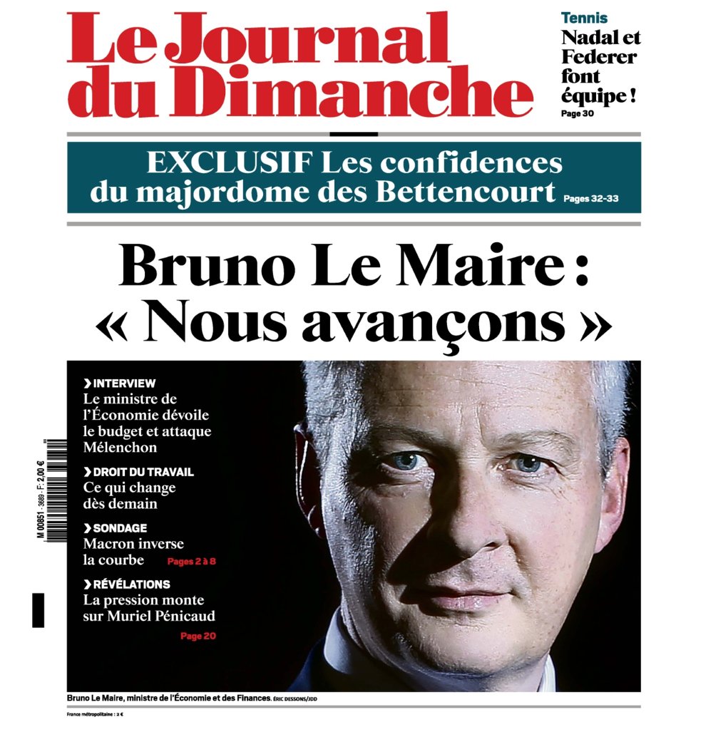 BrunoLeMaire's tweet photo. INTERVIEW @leJDD | Les Français se sont exprimés à 2 reprises - présidentielle, législatives. Nous sommes là pour respecter leur mandat ! https://t.co/nYKY4sieW0