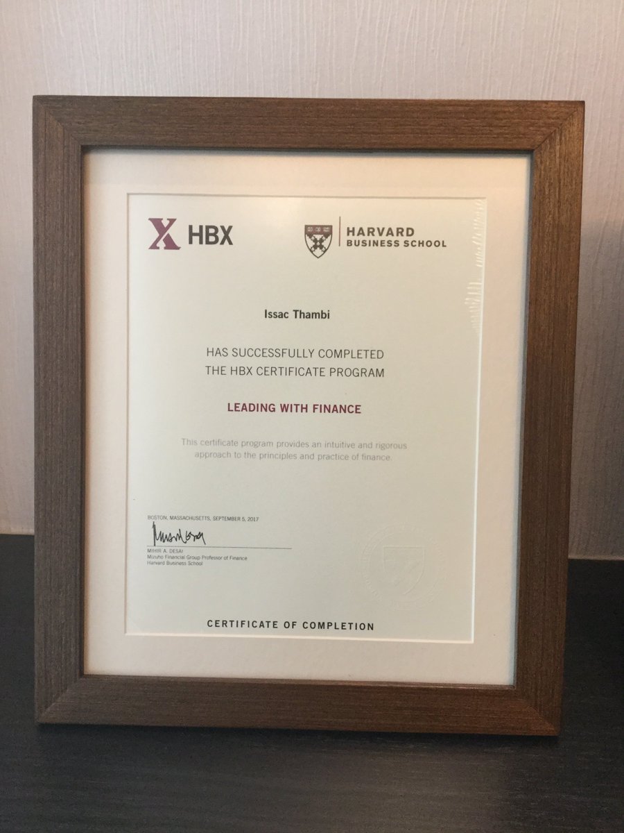 Issacvipin's tweet photo. Proudly present my certificates for passing the #HBXLeadingWithFinance #HBXDisruptiveStrategy course from Harvard Business School. #Harvard https://t.co/82ZbHn7qa8