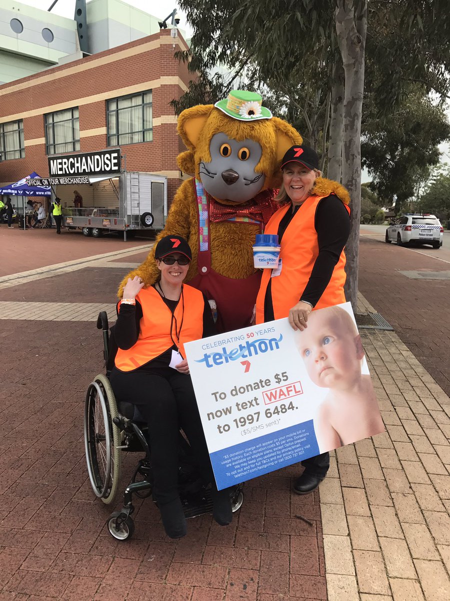 WAFL Grand Final has just started go Peel &amp; Subiaco! Collecting money for Telethon today want to donate $5 text WAFL 19976484 <a href="/Telethon7/">Telethon</a>