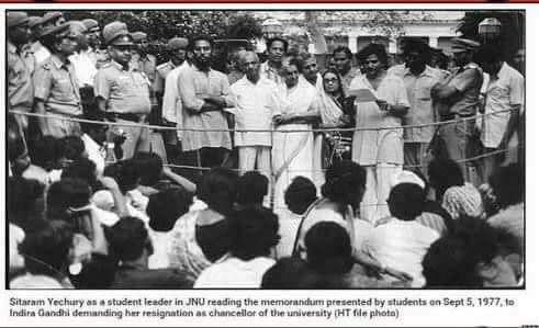 Then 
Indira facing wrath of JNU stdnts,Young <a href="/SitaramYechury/">Sitaram Yechury</a> asks her resignation  
Now Coward PM ran away frm BHU 
#अबकी_बार_बेटी_पर_वार