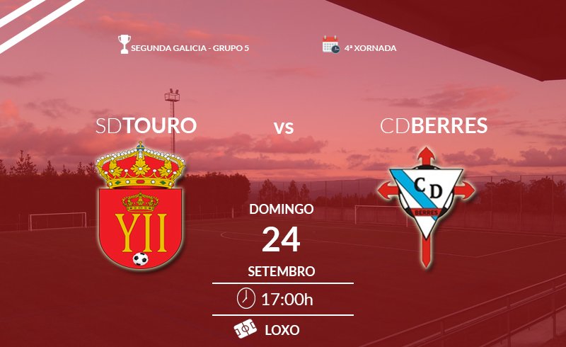 SDTouro's tweet photo. 📆 Domingo 24 de Setembro
⏰ 17:00h
📍 Municipal de Loxo
 ⚽ SD Touro vs CD Berres https://t.co/b5NAuRIttb