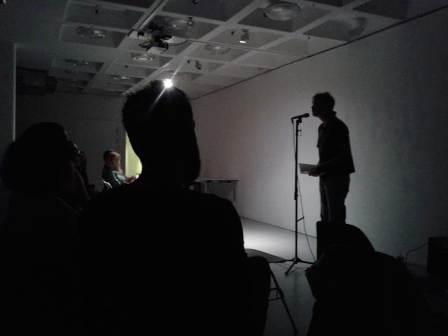 BeckyScreeton's tweet photo. @fenth_ reading 'The Concertina Hypothesis' at Anathema 8 @newfiretree @ArnolfiniArts  @AnathemaPoetry https://t.co/QDq12bxCTv