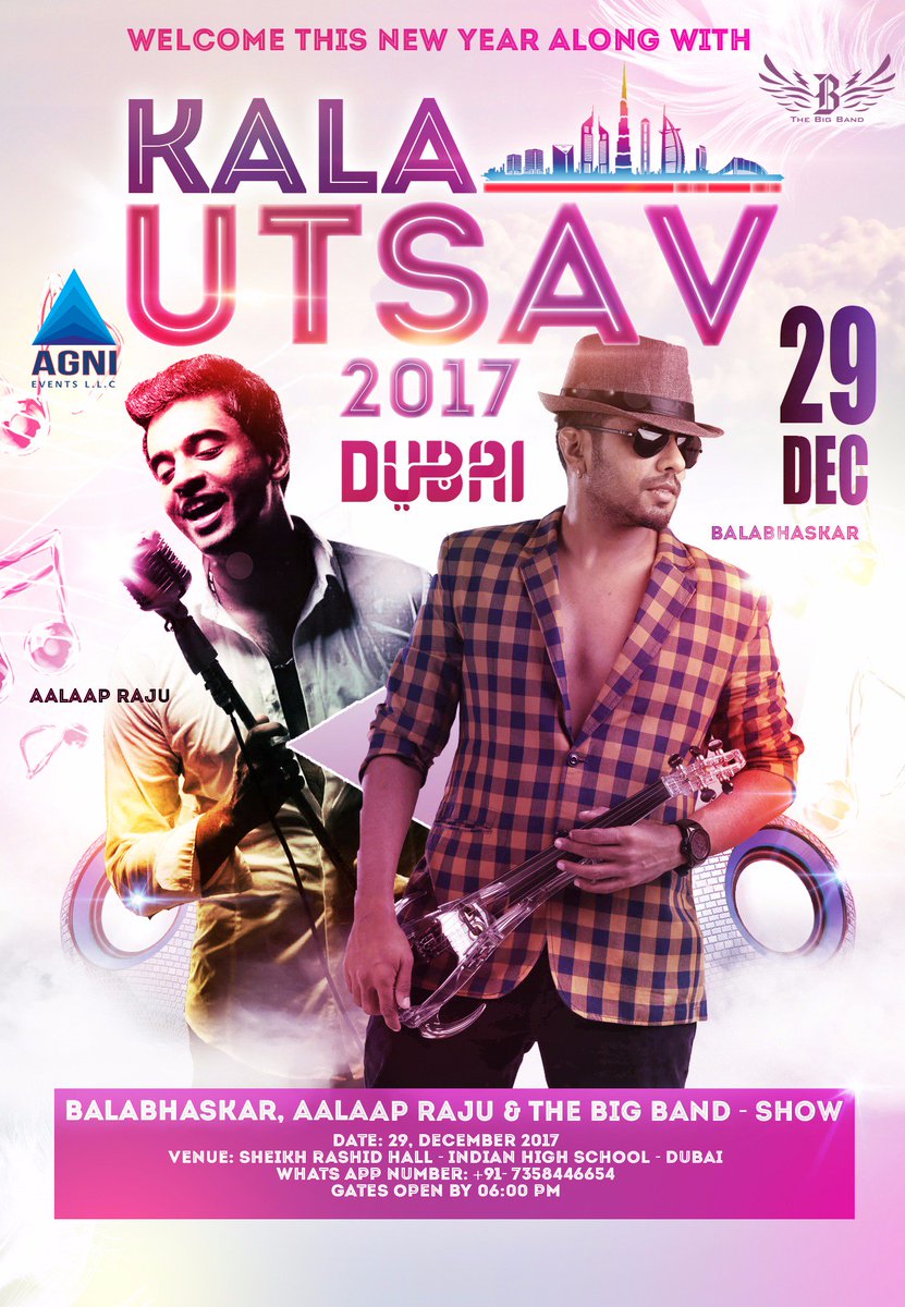 iambalabhaskar's tweet photo. DUBAI... 29TH DECEMBER... "THE BIG BAND LIVE WITH ALAAP RAJU... BOOK YOUR TICKETS NOW https://t.co/QNnTz0JFbu