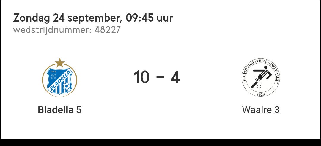 bladella5's tweet photo. Fenomenale wedstrijd en een zeer verdiende overwinning op @VVWaalre 3. Ontketende @DJArdistic met 4 goals en 4 assist. https://t.co/JjMUDmGTtO