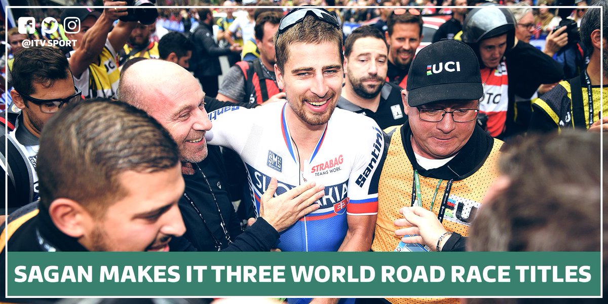 Congratulations <a href="/petosagan/">Peter Sagan</a> on a third world road race title! itv.com/news/2017-09-2…
