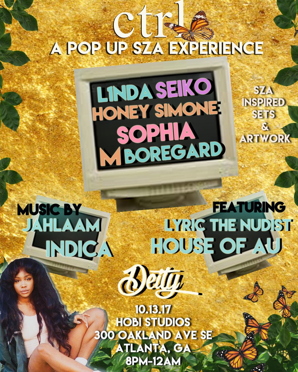 carpenika's tweet photo. you coming? 
tickets live on Monday. 
#APopUpSZAExperience #deityATL https://t.co/la0NstiVOD