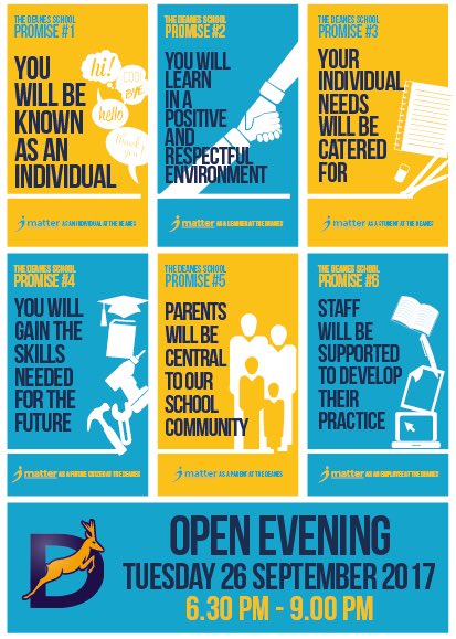 DeanesSchool's tweet photo. Don't forget our Open Evening is this Tuesday. Please RT and spread the our message that iMatter at The Deanes. https://t.co/EKIbxQmgY0