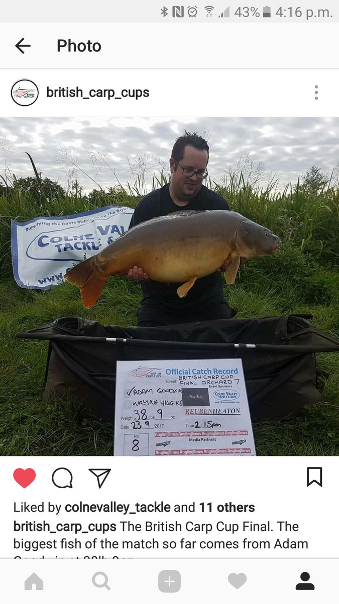 Me &amp; @Waynehiggins6 came 4th in the cup but sharing this moment was amazing! #britishcarpcup #cvtackle