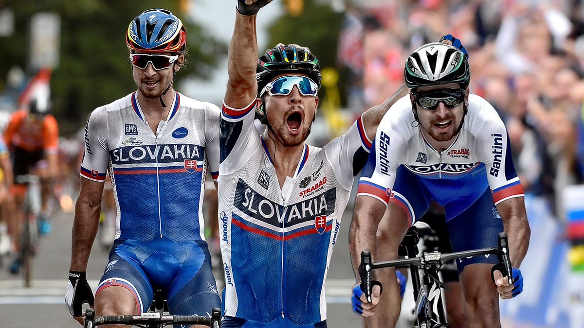 sporza's tweet photo. VIDEO: De 3 wereldtitels van @petosagan op een rij #Richmond2015 #Doha2016 #Bergen2017 https://t.co/R1RgX1cwm3