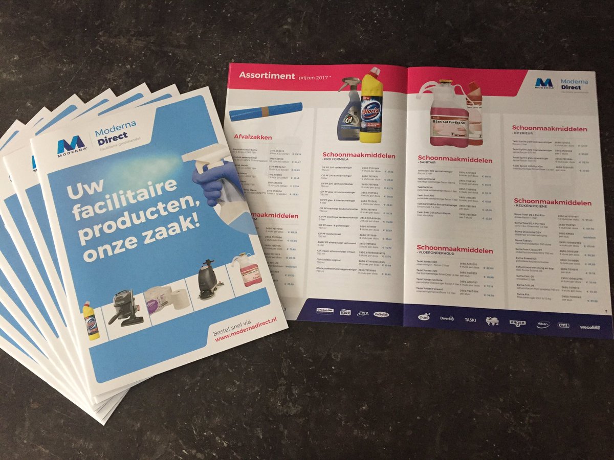 De #brochures met daarin het kernassortiment van Moderna Direct zijn ook binnen! Ik informeer jullie graag over onze complete mogelijkheden.