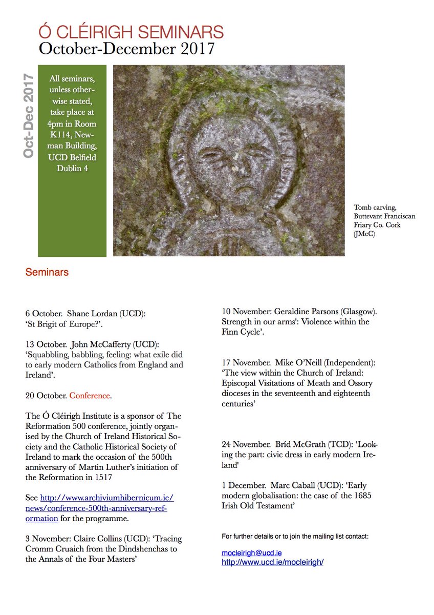 John McCafferty (@jdmccafferty) on Twitter photo The Ó Cléirigh seminars are back <a href="/ucddublin/">University College Dublin</a> starting on 6 October. Please RT. As ever, all are welcome. The Ó Cléirigh seminars are back <a href="/ucddublin/">University College Dublin</a> starting on 6 October. Please RT. As ever, all are welcome.
