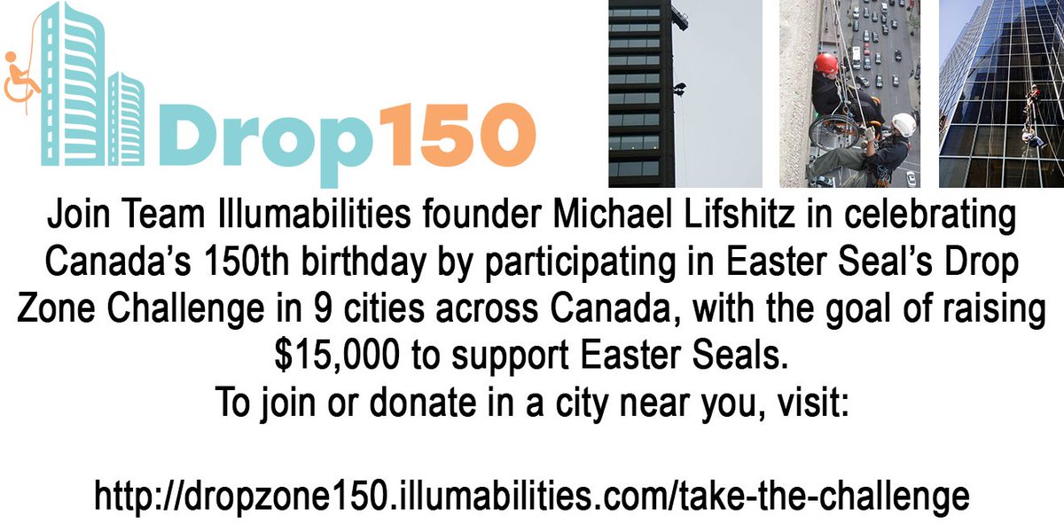 IllumAbilities's tweet photo. Pls RT - Unique way to celebrate #Canada150. Join #Drop150 Challenge - $15,000 for @EasterSeals #DropZone2017. https://t.co/EIzVGeurFV https://t.co/5haEvIztS2