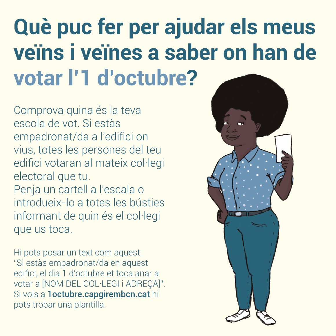 Què puc fer per ajudar els meus veïns i veïnes a saber on han de votar l'1 doctubre? #prenpartit #referèndumCAT