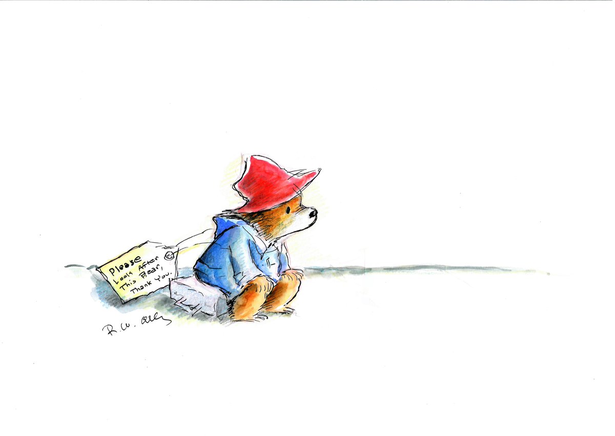 DoodleDay's tweet photo. Did he come all the way from deepest darkest Peru for you? Bid for this original #PaddingtonBear drawing by #RWAlley https://t.co/xw9l594Dle https://t.co/MZqnw0INC8