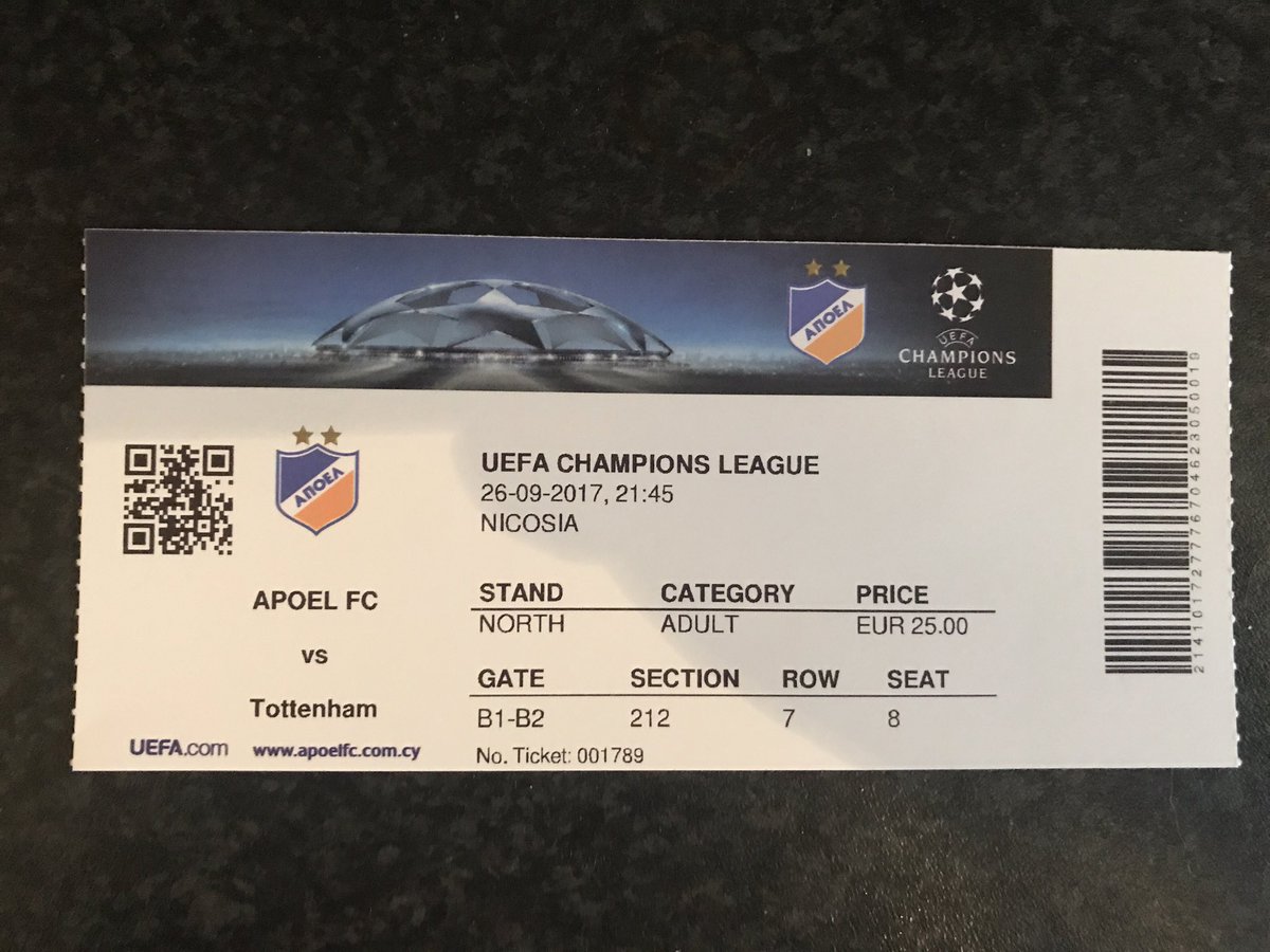Spurs v Apoel ticket for sale £25,on offer due to work commitments.RT pls @BennyVDC <a href="/SpursTicketsRT/">Spurs Tickets RT</a> <a href="/HotspurTickets/">Spurs Tickets</a> pick up in Essex