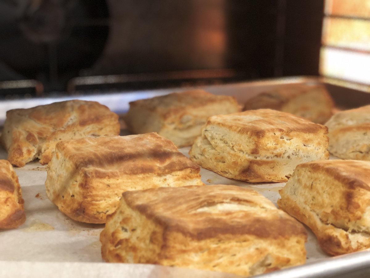 Come grab a Chicken Biscuit today on one of these beautiful biscuits. They are first come first serve, get 'em before they run out! ☕️