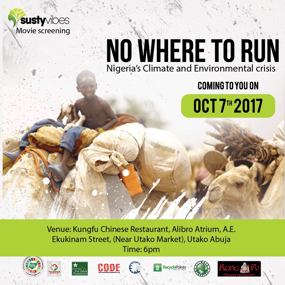 SustyVibes's tweet photo. Abuja, we have a movie screening!! Watch #NoWhereToRun with us on the 7th of October, 6pm. Register 👉🏽 https://t.co/Ms3321fJFd #SustyMovies https://t.co/p7ZDellNZf