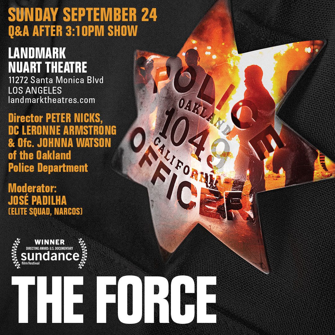 Q&A today w/ @theforcefilm director #PeterNicks and guests immediately following the 3:10pm show! Buy tickets here: bit.ly/2ykxoqE