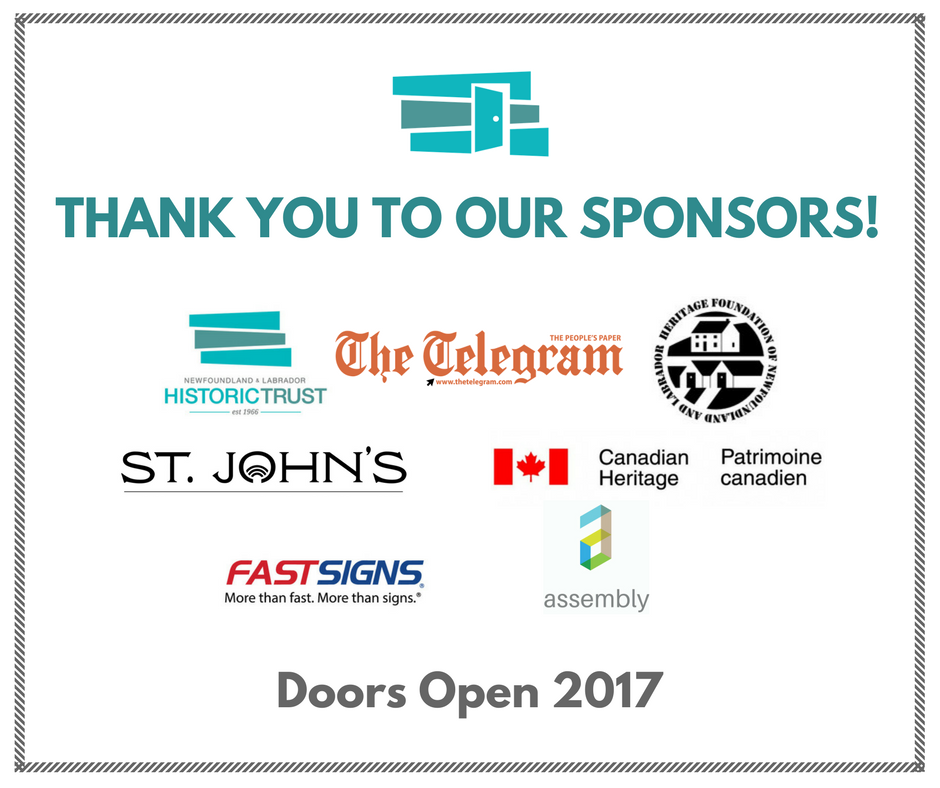 Without our generous sponsors, #DoorsOpenYYT would not be possible. Thank you so much for your support!! @CityofStJohns <a href="/FASTSIGNS651/">FASTSIGNS651</a> <a href="/NLHi/">Natalie Hilson</a>…