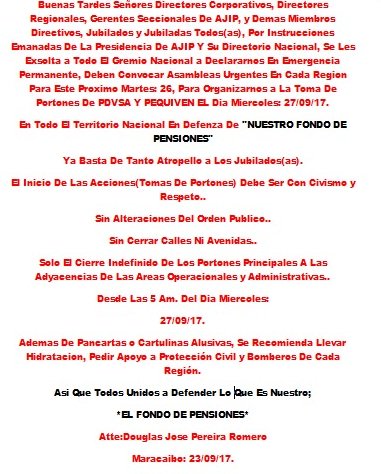 ATENCIÓN A TODAS LAS REGIONES EL MIÉRCOLES DESDE LAS 5 A.M A DEFENDER NUESTRO FONDO DE PENSIONES. SE ANEXA EL COMUNICADO.