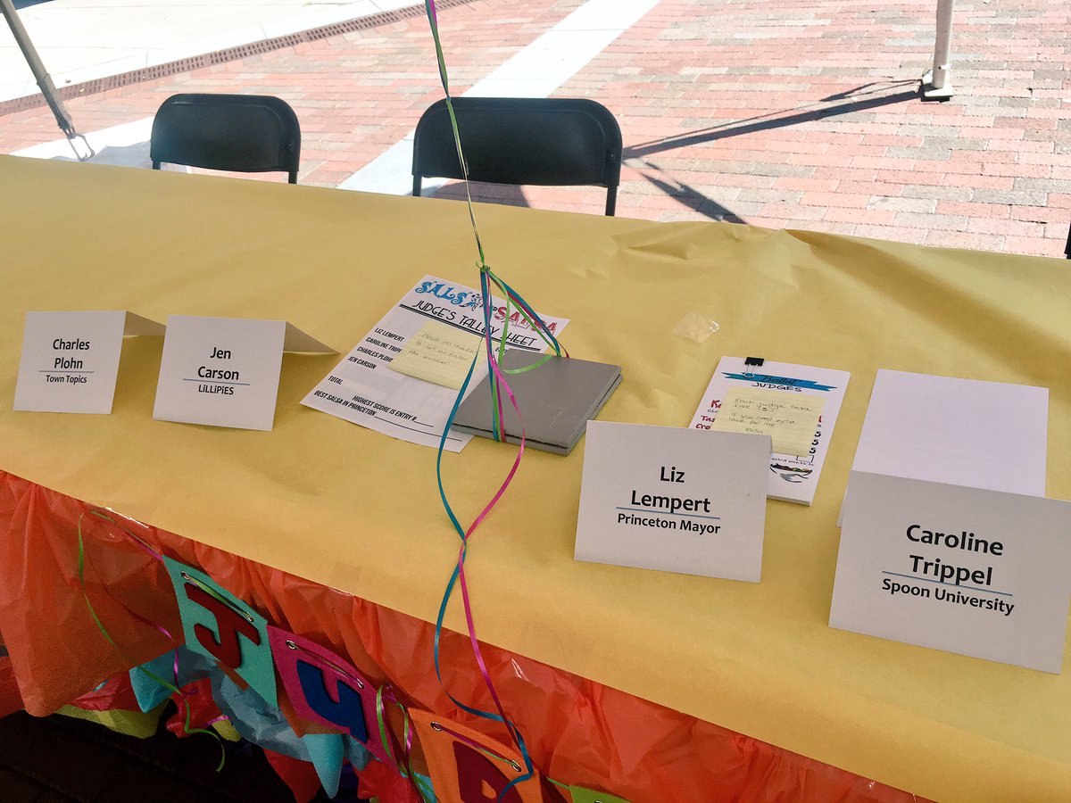 Our judges table is ready for our fabulous judges who will be naming the "Best Salsa in Princeton" <a href="/lizlemp/">Liz Lempert</a>