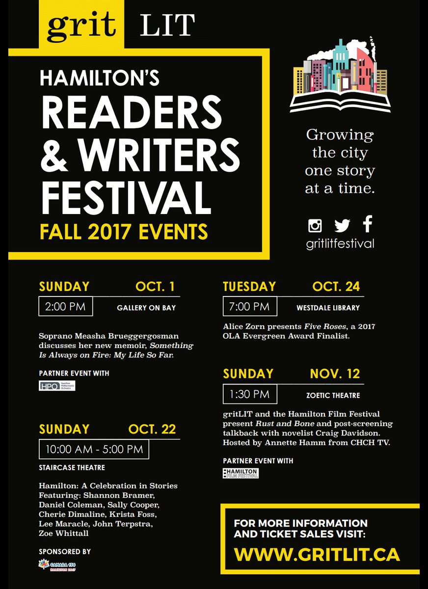 In case you missed it, here's our full fall program! Details at gritLIT.ca #hamont <a href="/zoewhittall/">Zoe Whittall</a>